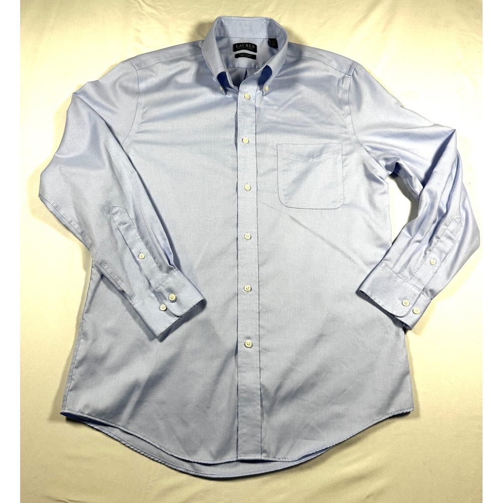 Lauren Ralph Lauren Mens Blue Stretch‎ Regular Fit Dress Shirt 15.5 32/33 M